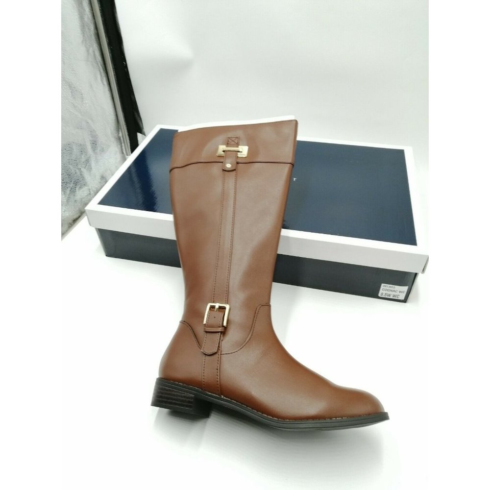 Karen Scott Deliee  Wide Calf Riding Boots Cognac Women's US 8M New